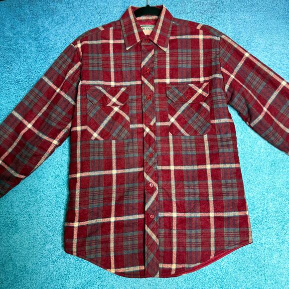 Vintage Outreach Quilted Lined Shacket Men’s S – Red Plaid Button Shirt Jacket - Picture 1 of 16